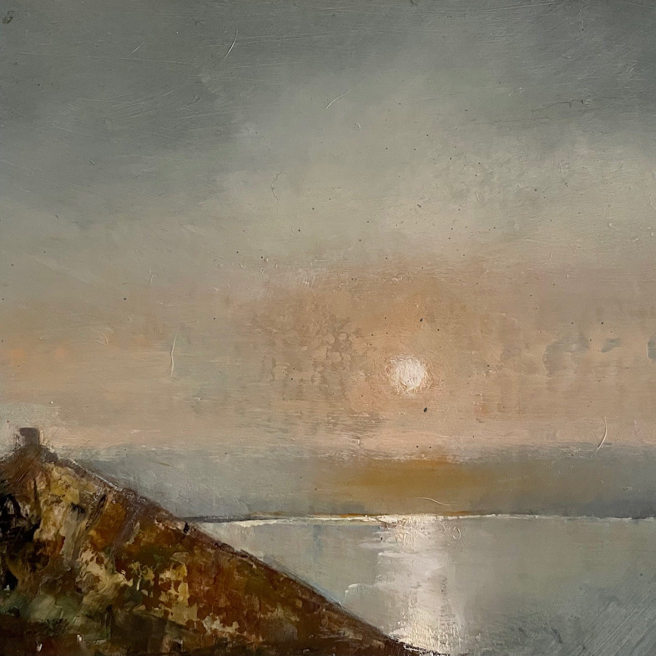 Sunrise seascape with Rame Head in foreground by artist Julie Ellis