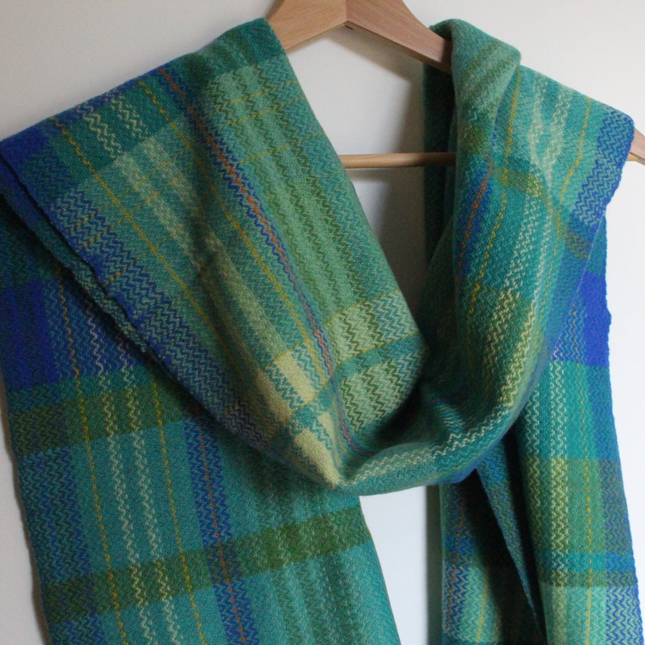 Teresa Dunne - Handwoven lambswool scarf -  Reed Canary Grass