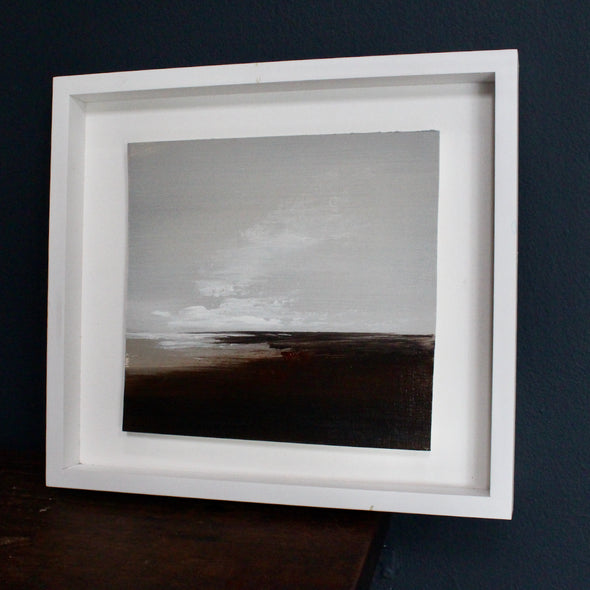 Artist Nicola Mosley seascape of brown and black tones ocean and clouds