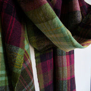 Teresa Dunne handwoven scarf in green, reds and yellows