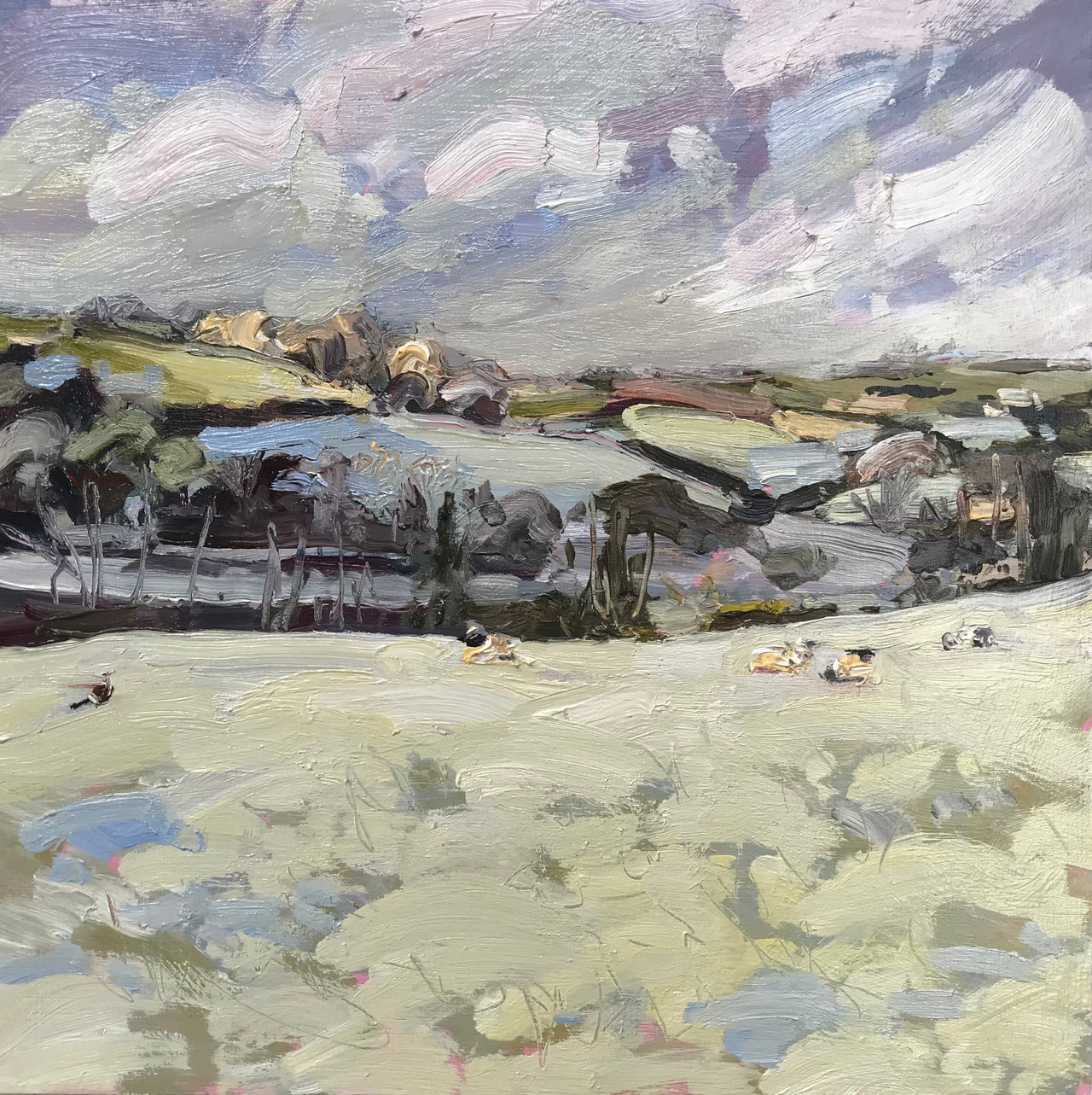 Jill Hudson - Sheep Field with a Sneaky Pheasant
