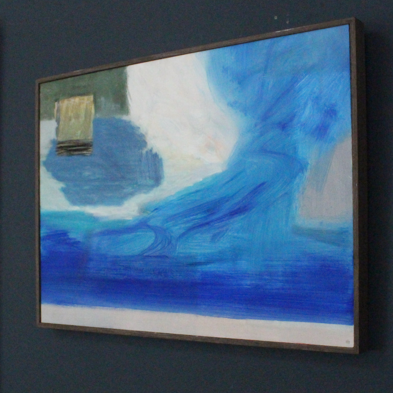 Abstract river scene in blue tones by Cornish artist Heath Hearn.