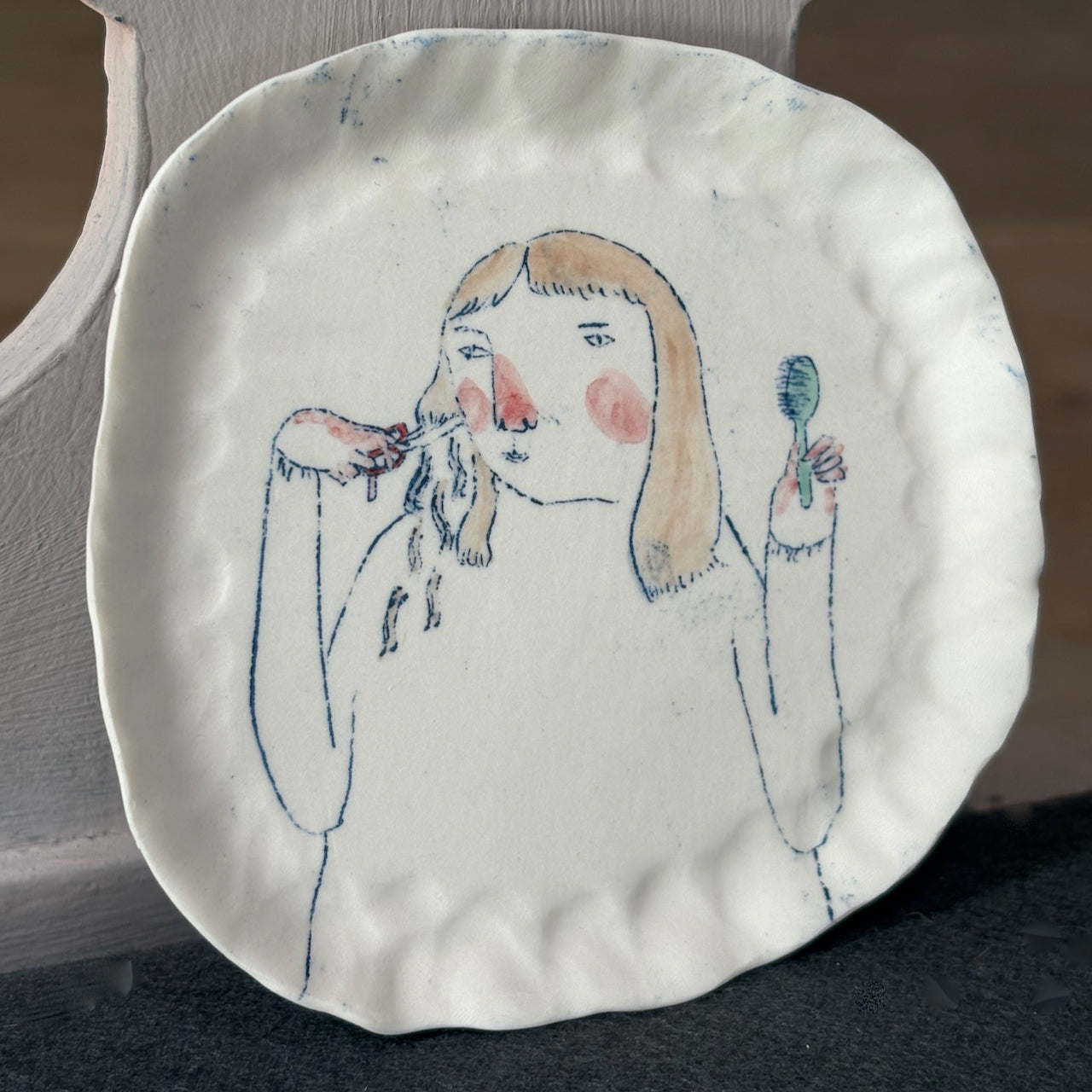 Becca Brown - 'Haircut' ceramic plaque