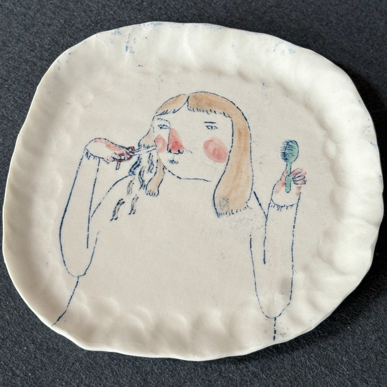 Becca Brown - 'Haircut' ceramic plaque