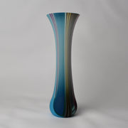 slim and slightly flared multi-coloured glass vase by Welsh glass artist Ruth Shelley 
