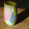 Ruth Shelley small glass vase in yellow, pinks and pale blue 