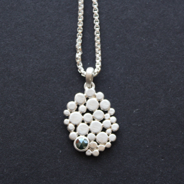 Multi pebble pendant with blue diamond by Carin Lindberg