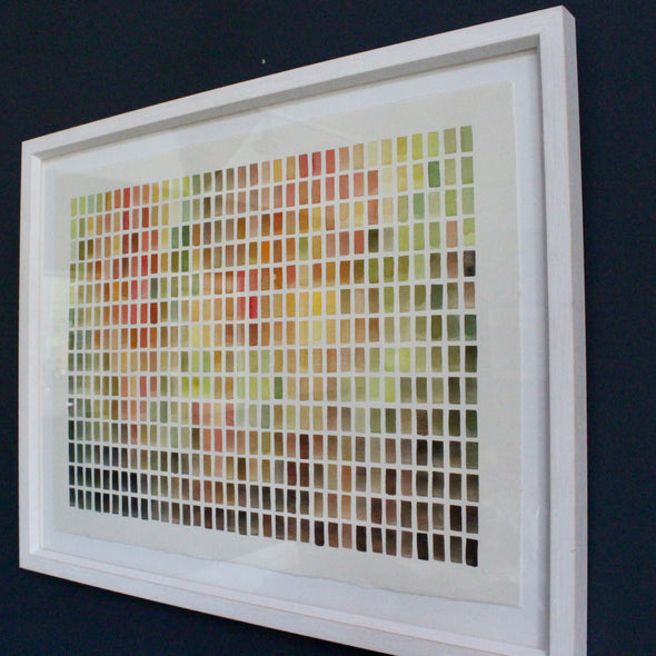 abstract watercolour painting of many coloured rectangles in a grid by Devon based artist David Muddyman 