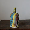 brightly coloured ceramic bottle by UK potter John Pollex