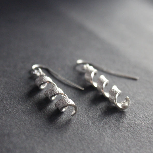 silver helix twisted earrings by Beverly Bartlett