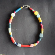 multi coloured random shaped bead necklace by Clare Lloyd, jeweller.