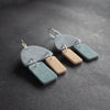 earrings in blue, turquoise and pale yellow by UK jewellery designer Clare Lloyd.