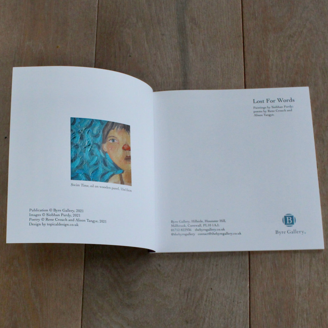 the inside cover of inside page of Book for cover of Lost for Words a book of poetry by Alison Tangye and Rene Crouch with paintings by Siobhan Purdy