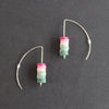 Stacked disc earrings in greens and magenta by Clare Lloyd