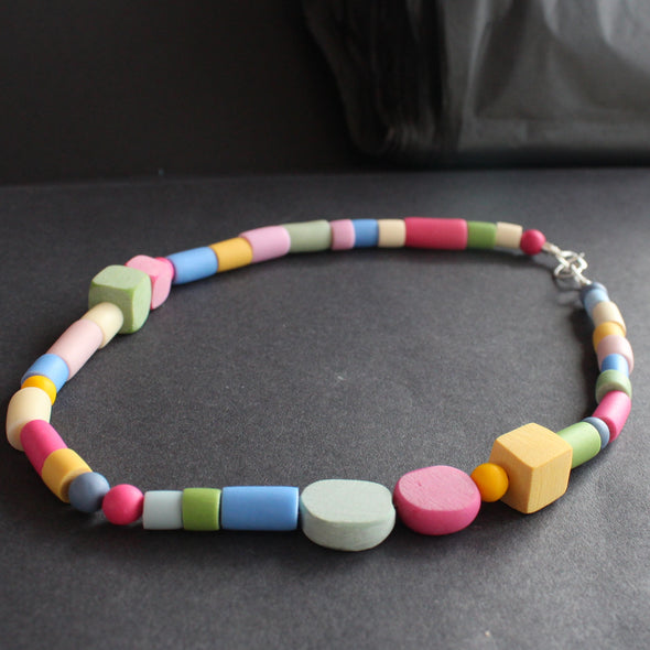 Clare Lloyd - Random Shapes necklace in bright pastels