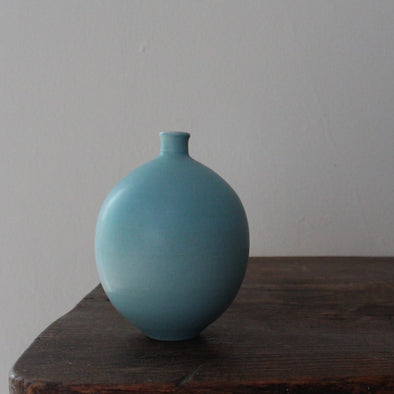 turquoise round vase by UK ceramic artist Lucy Burley 