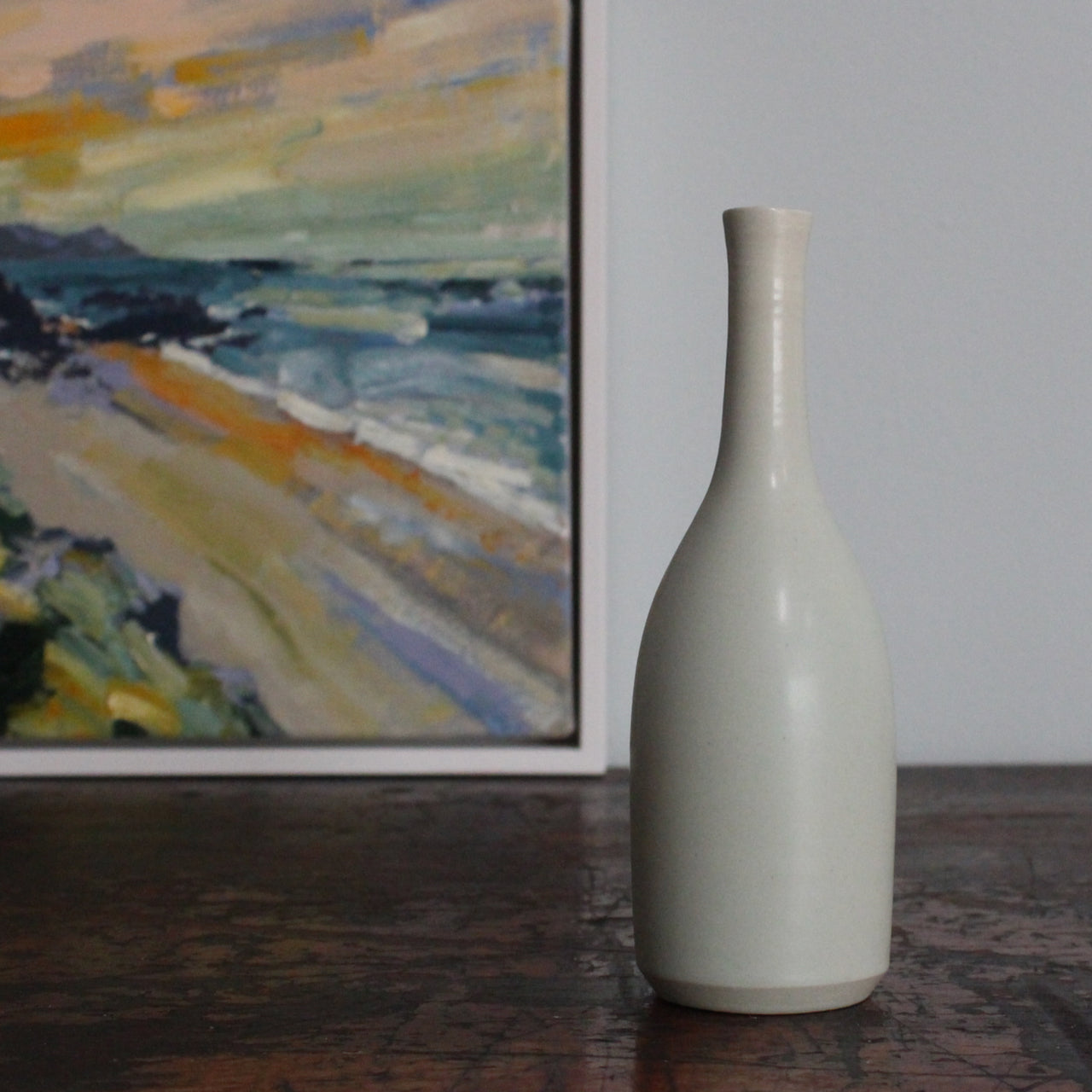 a pale aqua coloured ceramic bottle by UK ceramic artist Lucy Burley