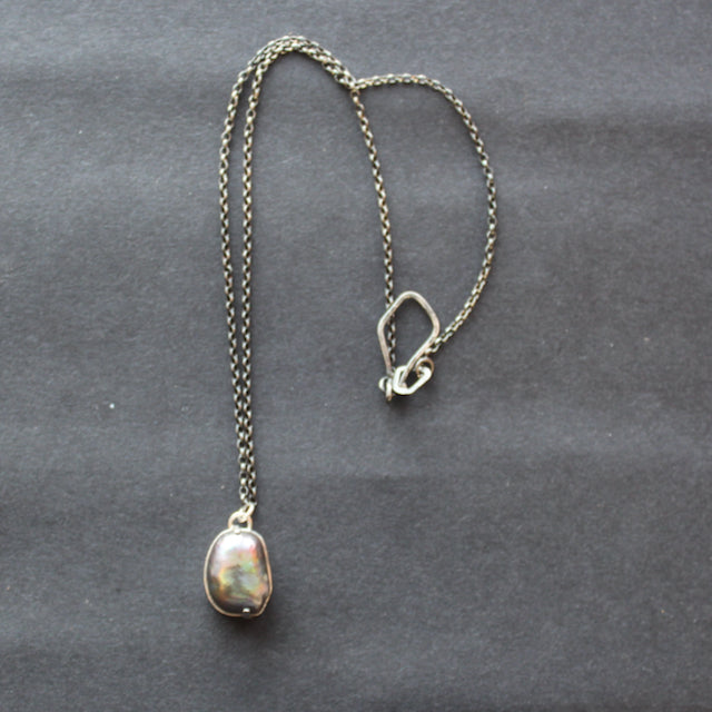 Lucy Spink - Topography black pearl pendant