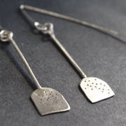 silver paddle shaped earrings by jewellery lizzie weir of Anatole Design 