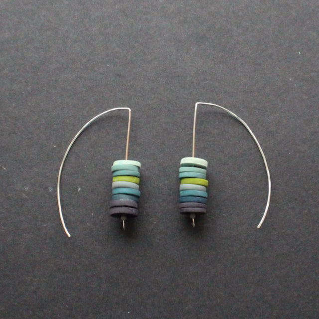 The Byre Gallery- Clare Lloyd earrings in midnight, green and slate blue