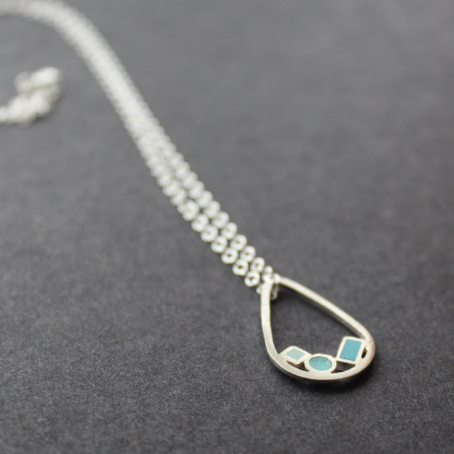 Clare Lloyd silver necklace with blue details