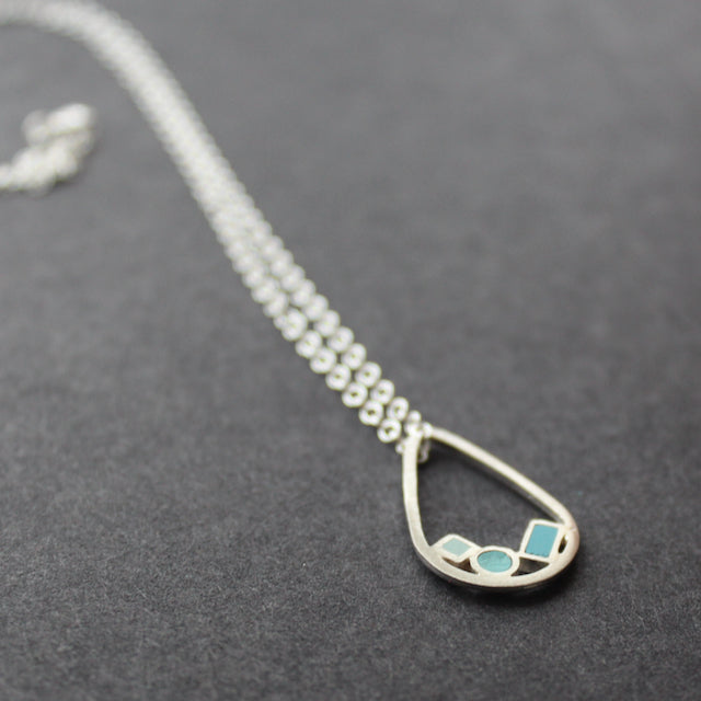 Clare Lloyd silver necklace with blue details 