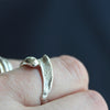 hand sculpted overlap silver seaweed ring by jewellery designer Claire Stockings-Baker