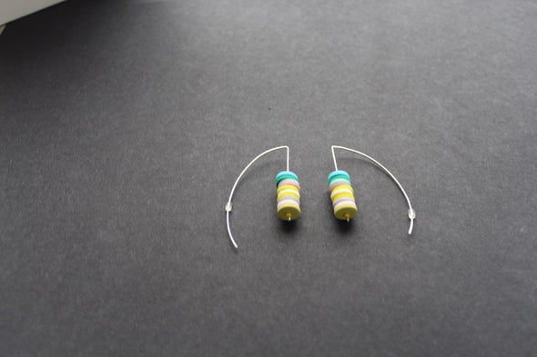 Stacked disc earrings in pastels by Clare Lloyd