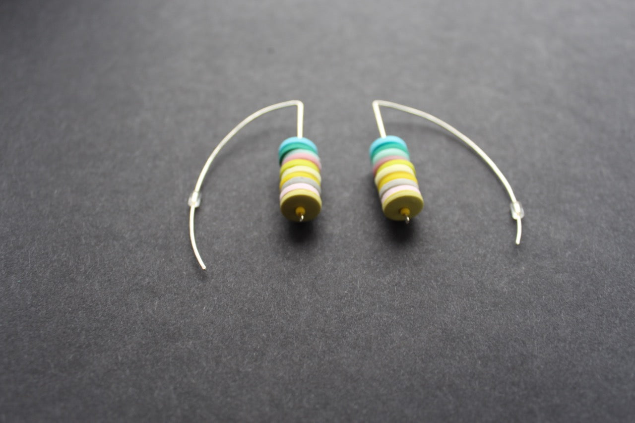 Stacked disc earrings in pastels by Clare Lloyd