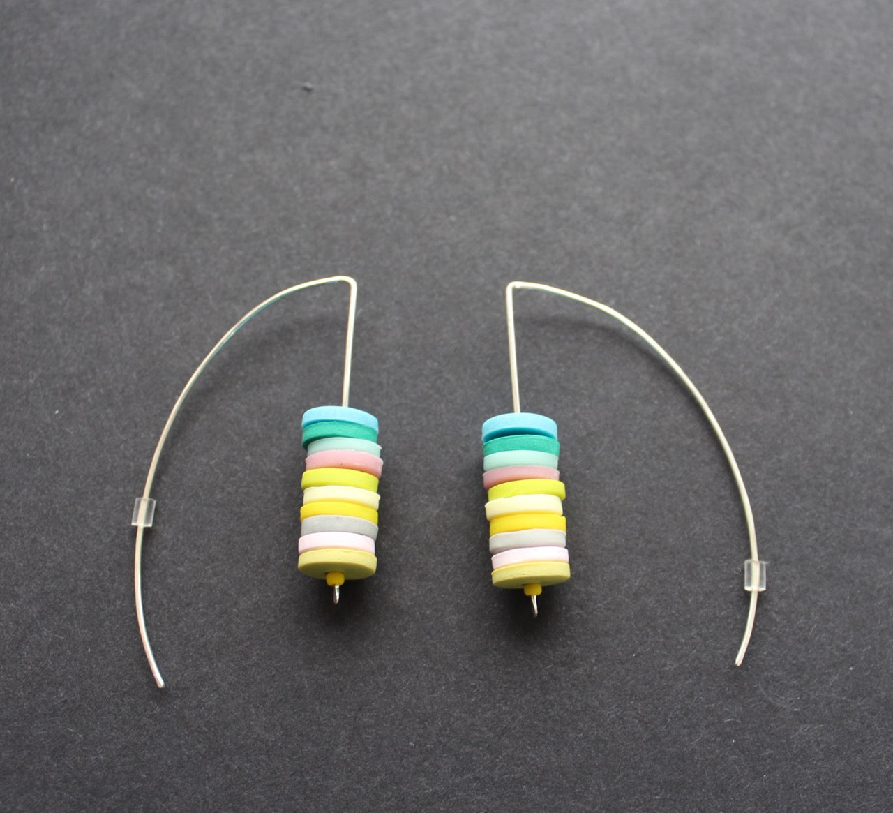 Stacked disc earrings in pastels by Clare Lloyd