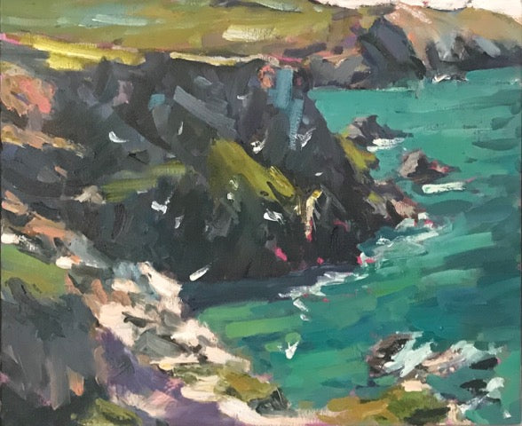 Jill Hudson oil painting of the sea and seabirds