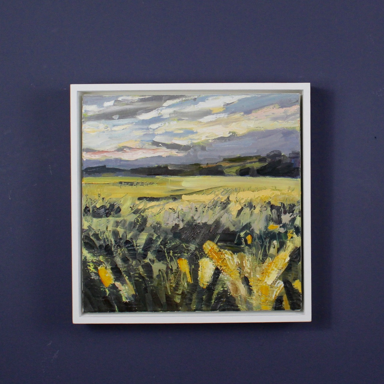 Jill Hudson oil painting of a field with corn in in the sun