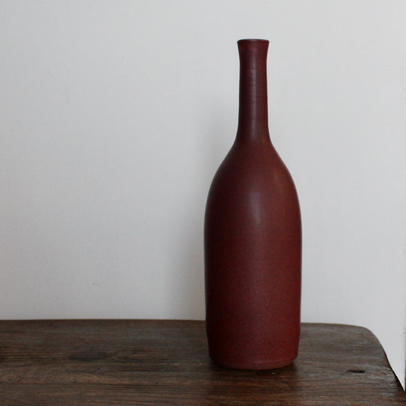 Lucy Burley ceramic bottle in aubergine glaze