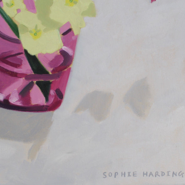 Sophie Harding - Primroses in Pink Glass
