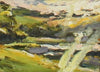 Jill Hudson oil painting of a creek in bright yellows and greens