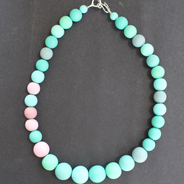 Clare Lloyd - Graduated bead necklace in duck egg blues