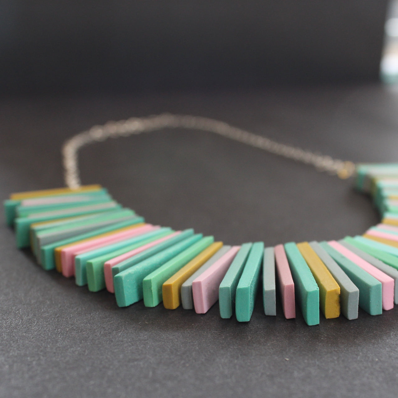 Clare Lloyd necklace in pastels and mustard