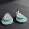 Scratch raindrop earrings in duck egg and grey by Clare Lloyd