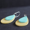 Clare Lloyd drop earrings in duck egg blue and mustard