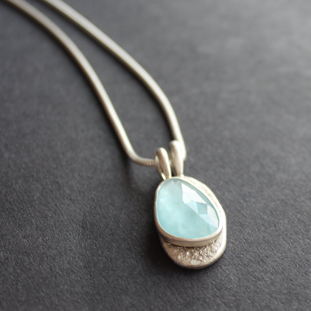 Aquamarine textured silver duo pendants by Carin Lindberg