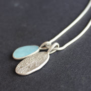 Aquamarine textured silver duo pendants by Carin Lindberg