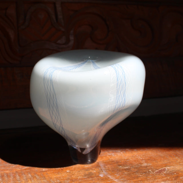 Cascade glass vessel in white by Benjamin Lintell