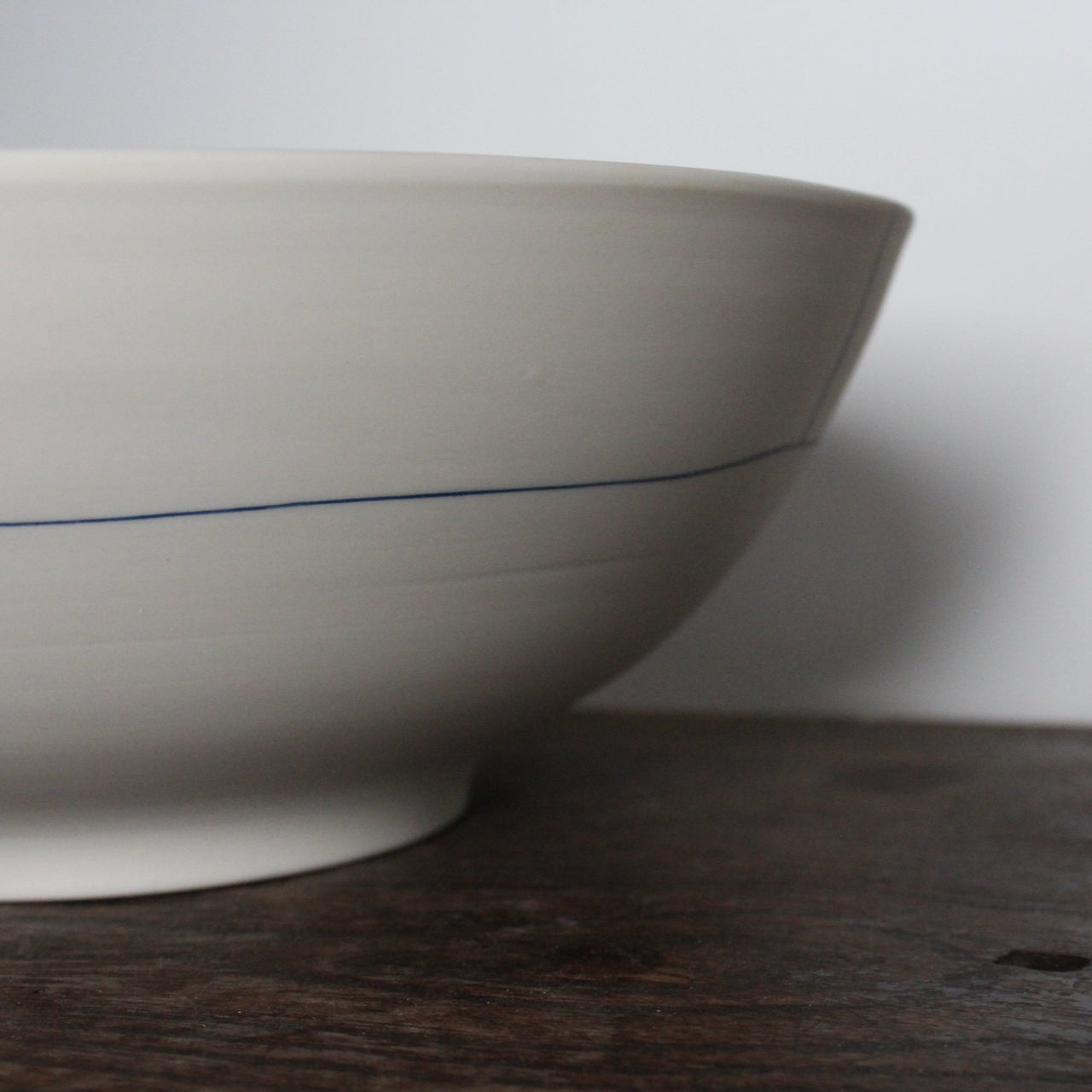 close up of large white porcelain bowl by UK ceramicist Liz O'Dwyer 