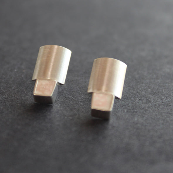 Large cube drop stud earrings by Amy Stringer