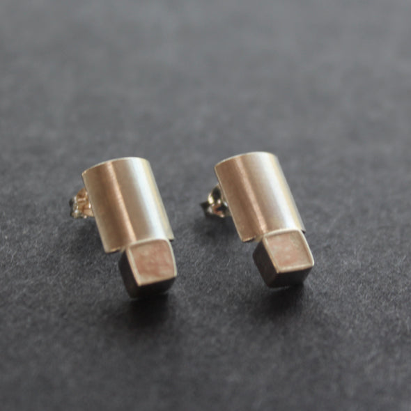 Large cube drop stud earrings by Amy Stringer