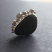 Beach pebble and silver statement ring by Carin Lindberg