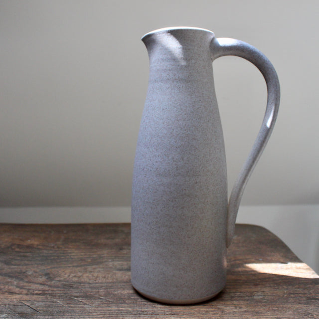 grey coloured ceramic jug with handle by ceramicist Lucy Burley