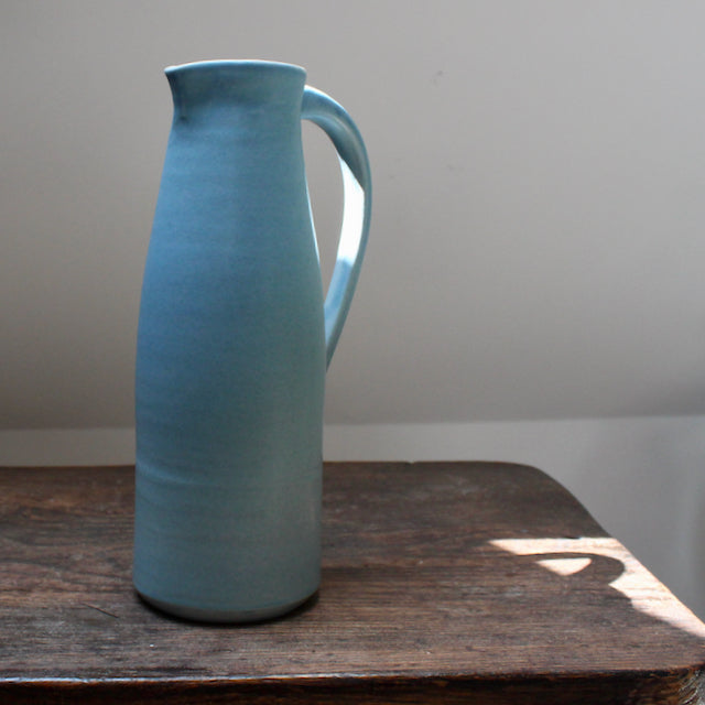 sky Blue tall ceramic jug made by Lucy Burley -