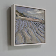 painting called  tidelines, tregantle showing tidal marks on a beach by artist Jill Hudson 