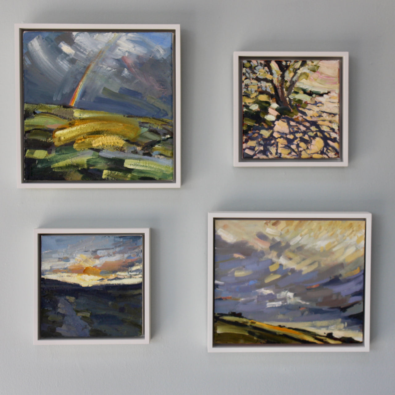 Four framed landscape oil paintings of Cornwall by Cornwall artist Jill Hudson 